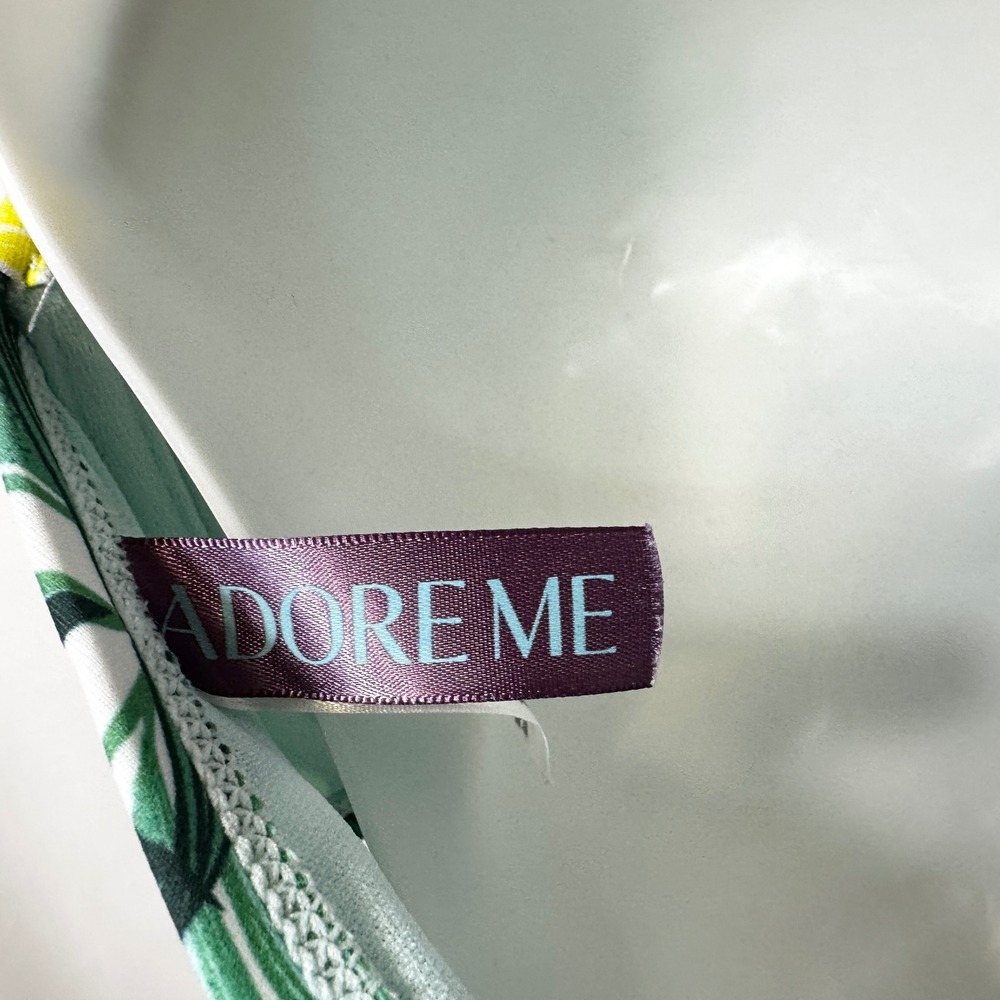 Adore Me Plus Sz 0X 38H Bikini Swimsuit Set Green Tropical Halter High Rise‎ 202 - Picture 11 of 13